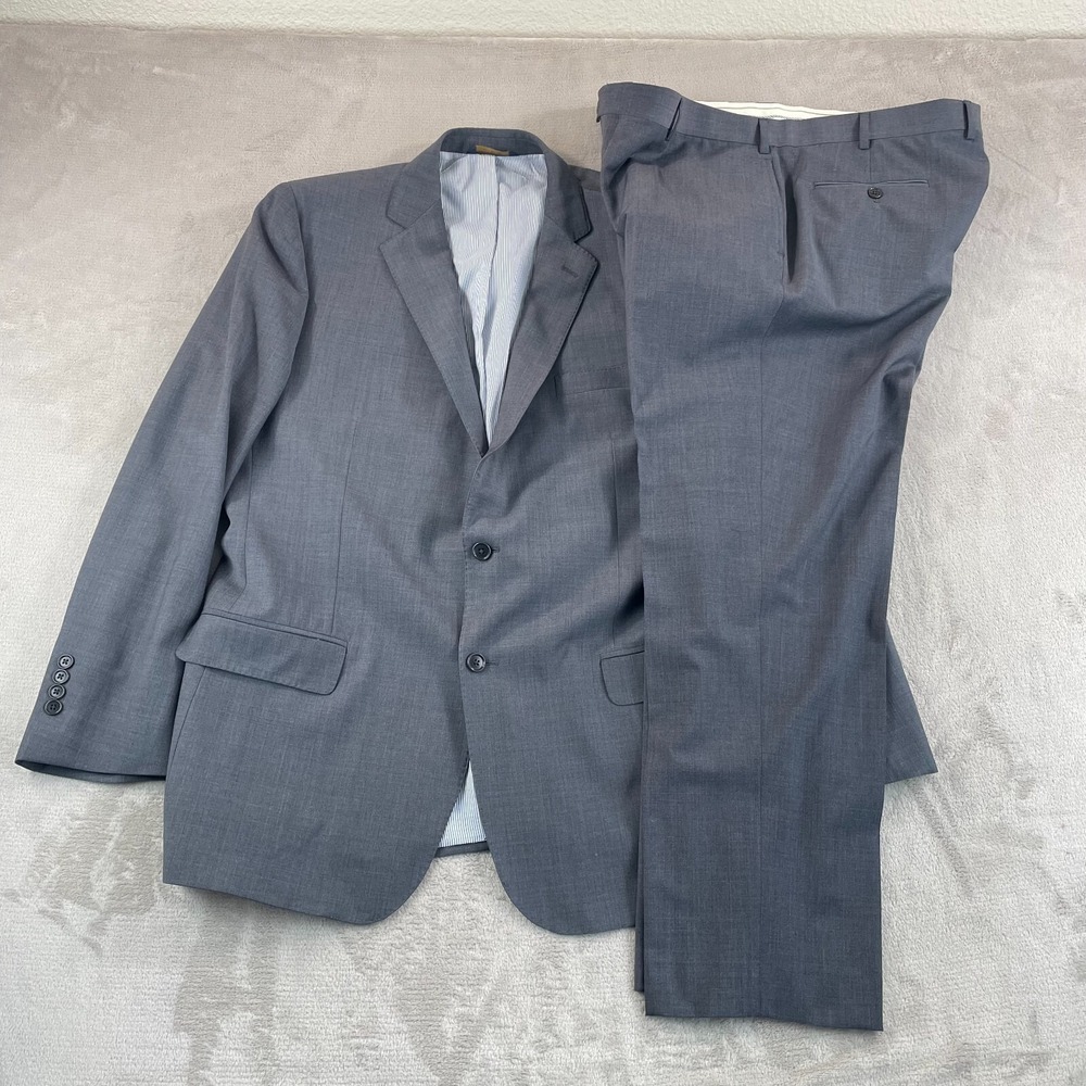 Brooks Brothers Explorer Madison Fit Suit Men 46L Pants 38x30 Grey Wool Straight